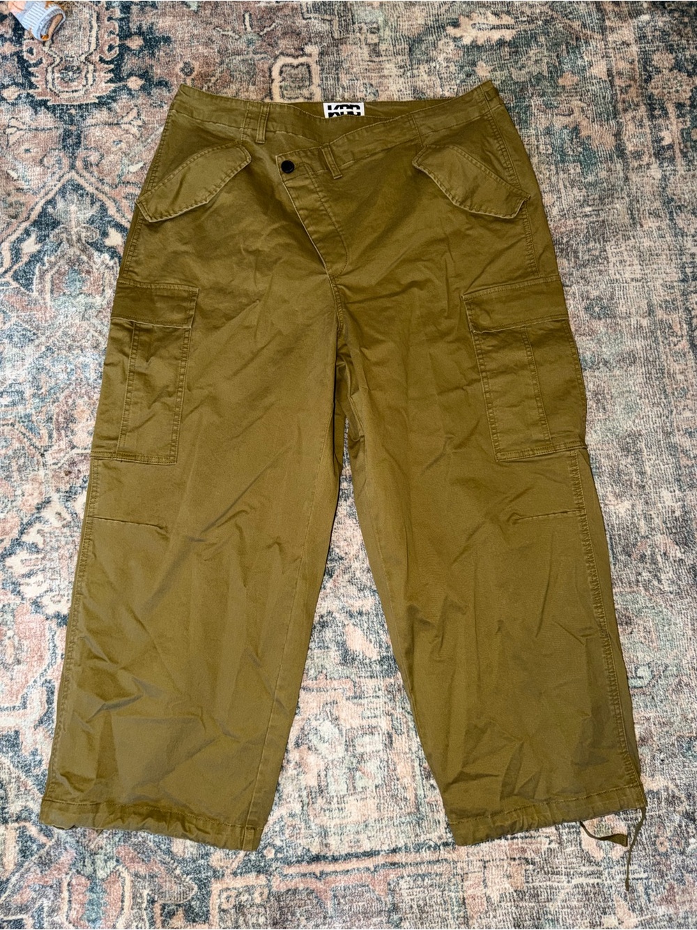 Olive Cargo Drawcord Joggers - Picture 3 of 7